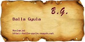 Balla Gyula névjegykártya